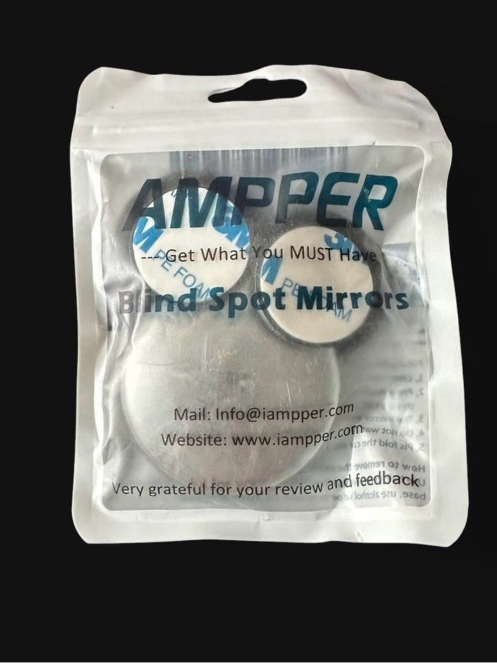 AMPPer Blind Spot Mirrors - Round Silver/Black